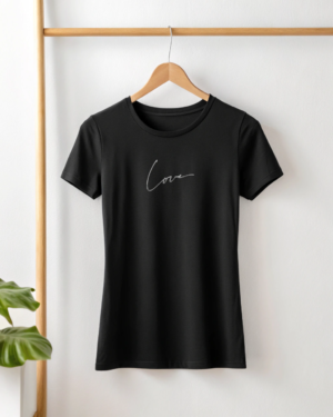 Women's Black Love Printed T-shirt