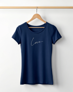 Women's Navy Blue Love Printed T-shirt 1