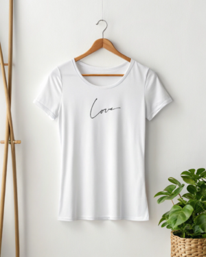 Women's White Love Printed T-shirt