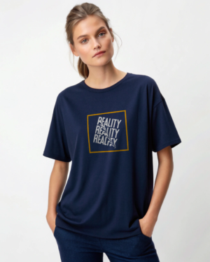 Reality Navy Blue boyfriend tshirt