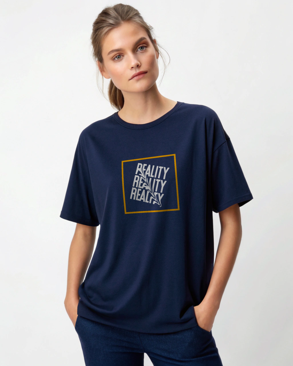 Reality Navy Blue boyfriend tshirt Reality Navy Blue boyfriend tshirt