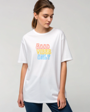 Good Vibes Only white boyfriend tee